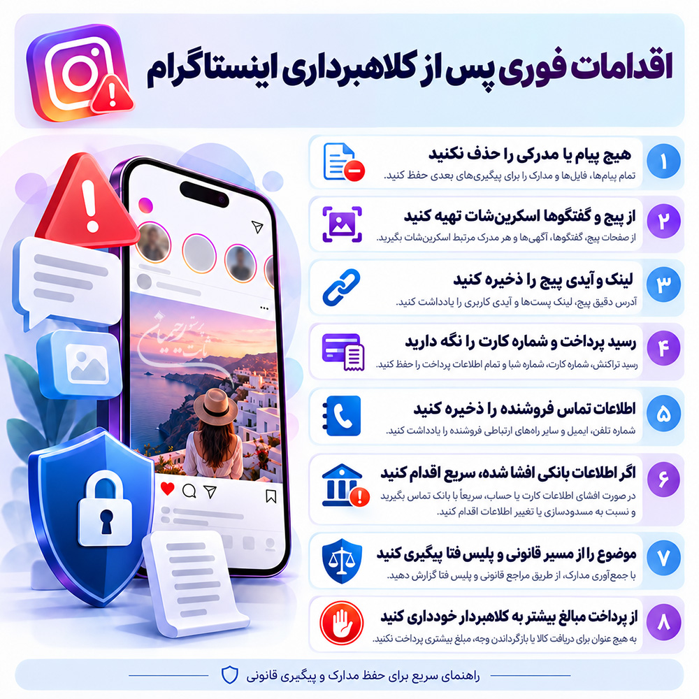 اقدامات فوری پس از کلاهبراری در اینستاگرام